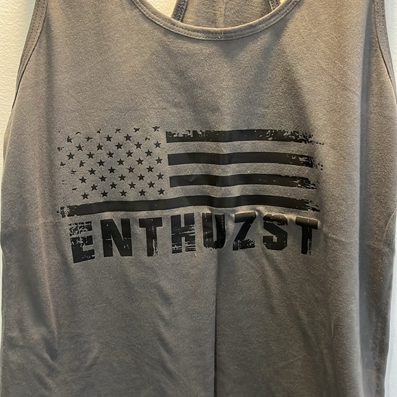 Women’s Enthuzst Gray American Flag Tank Top - Picture 2 of 4